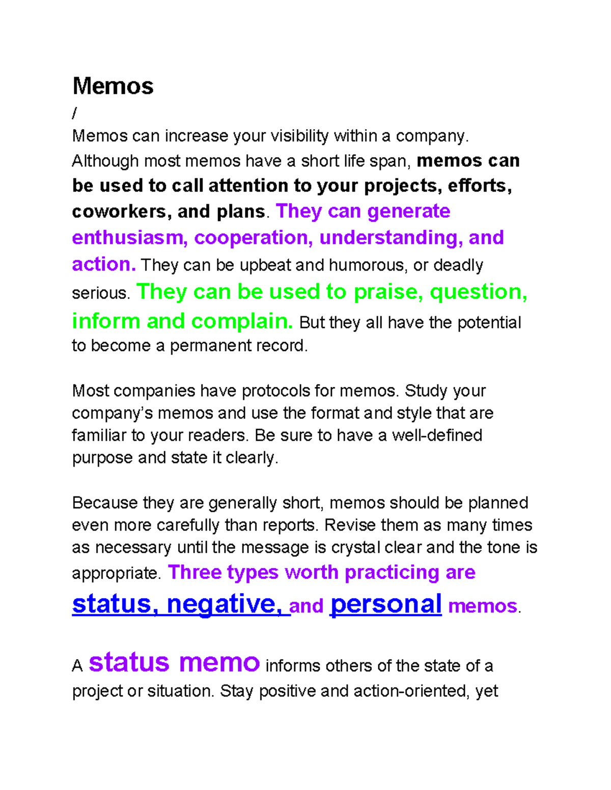 Memo-Writing: Best Practices for Effective Internal Communication - Studocu