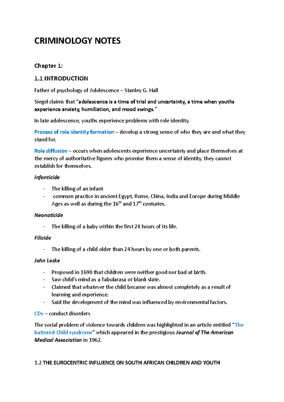 Criminology Notes: Key Insights from Chapters 1 and 3 (CRIM 101) - Studocu