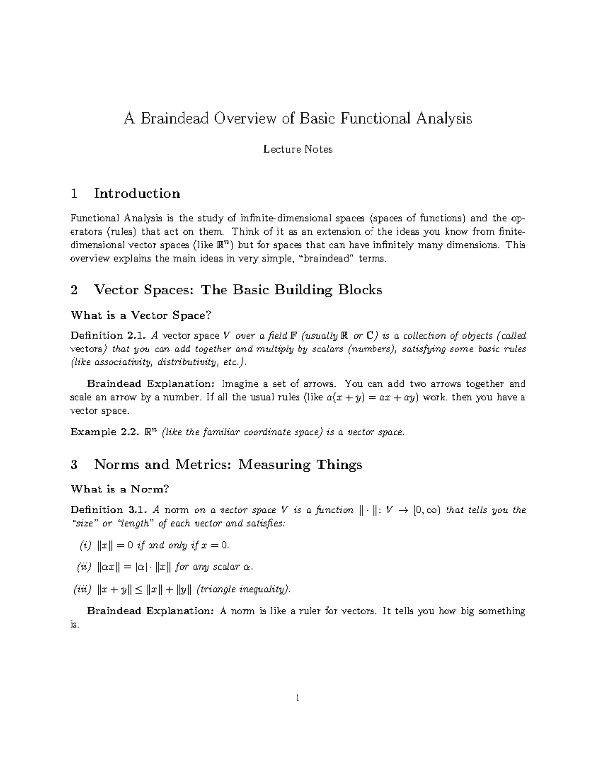 Topic 1 summary - A Braindead Overview of Basic Functional Analysis ...