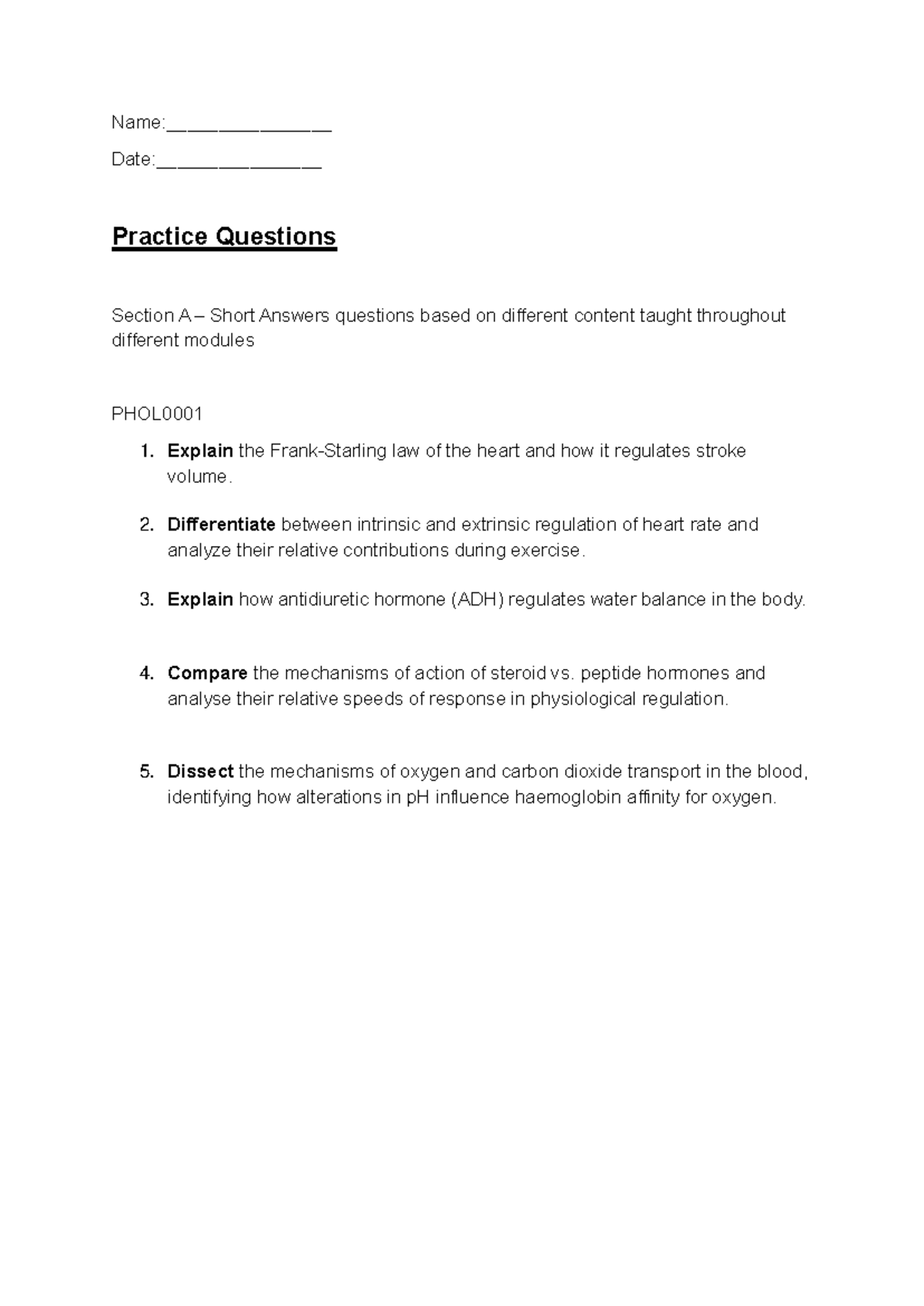Practice Paper 1-1: Short Answer Questions & Math Applications - Studocu