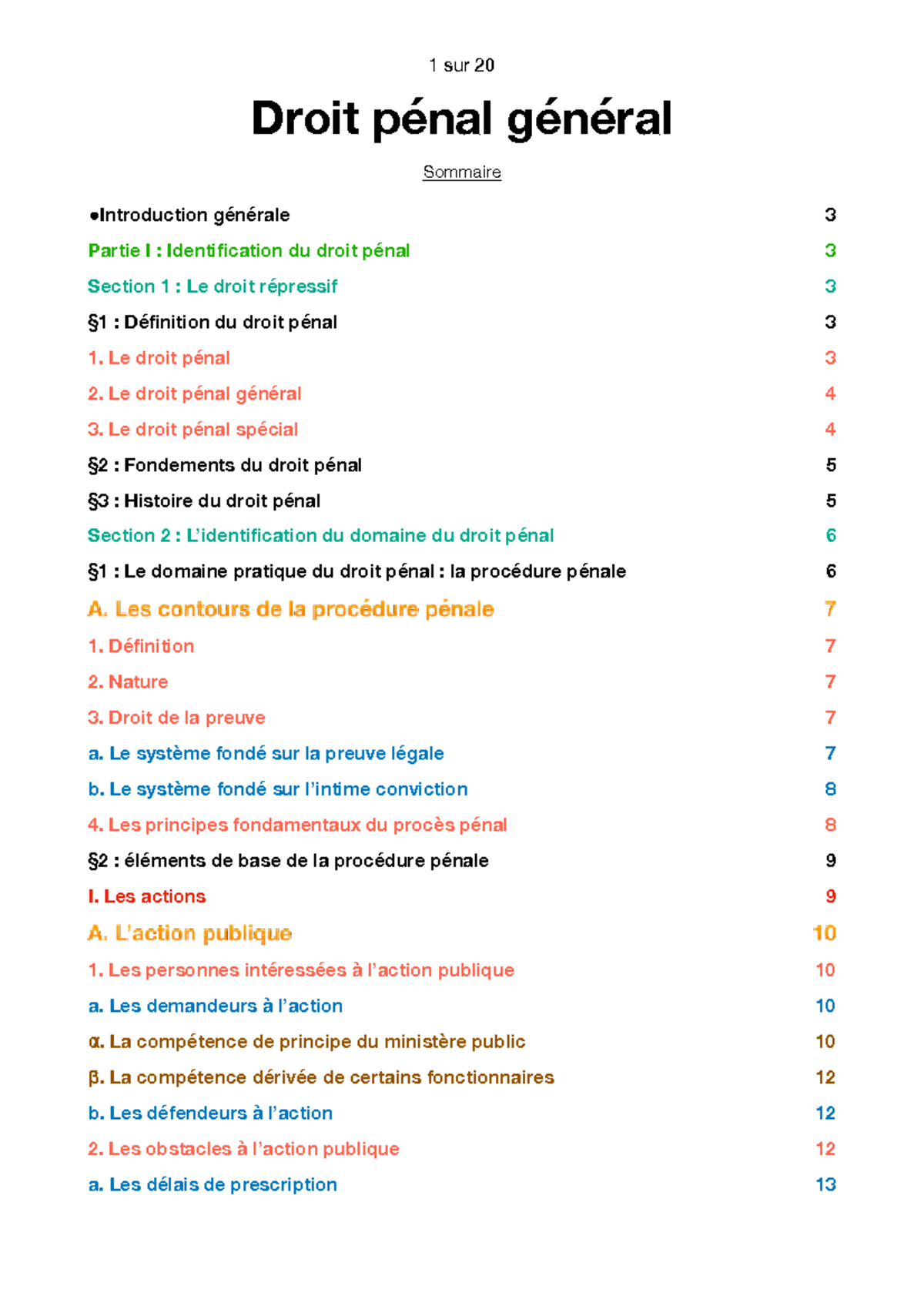 Droit penal general - Droit pénal général Introduction générale ...