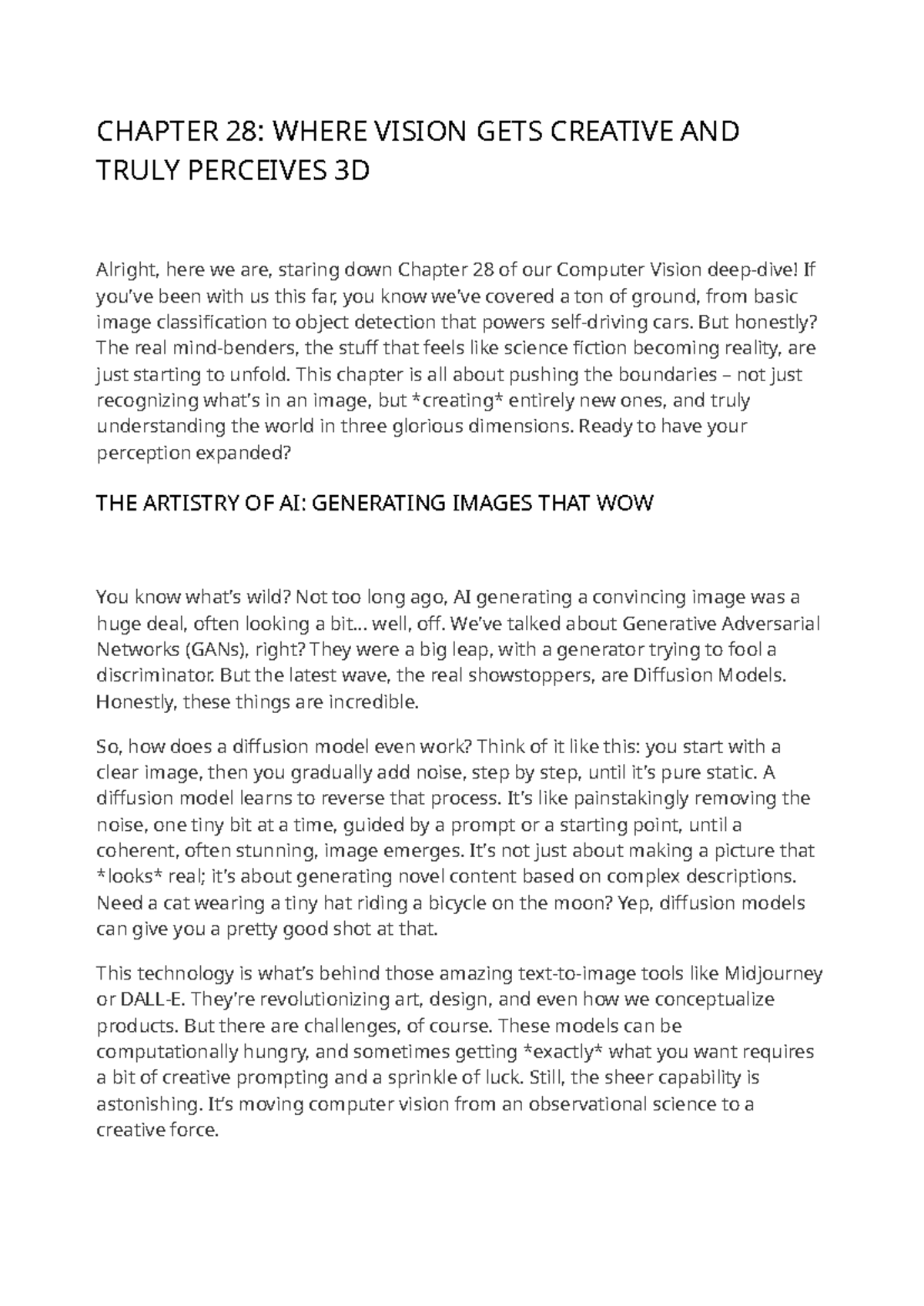 CHAPTER 28: CREATIVITY IN 3D VISION AND AI IMAGE GENERATION - Studocu