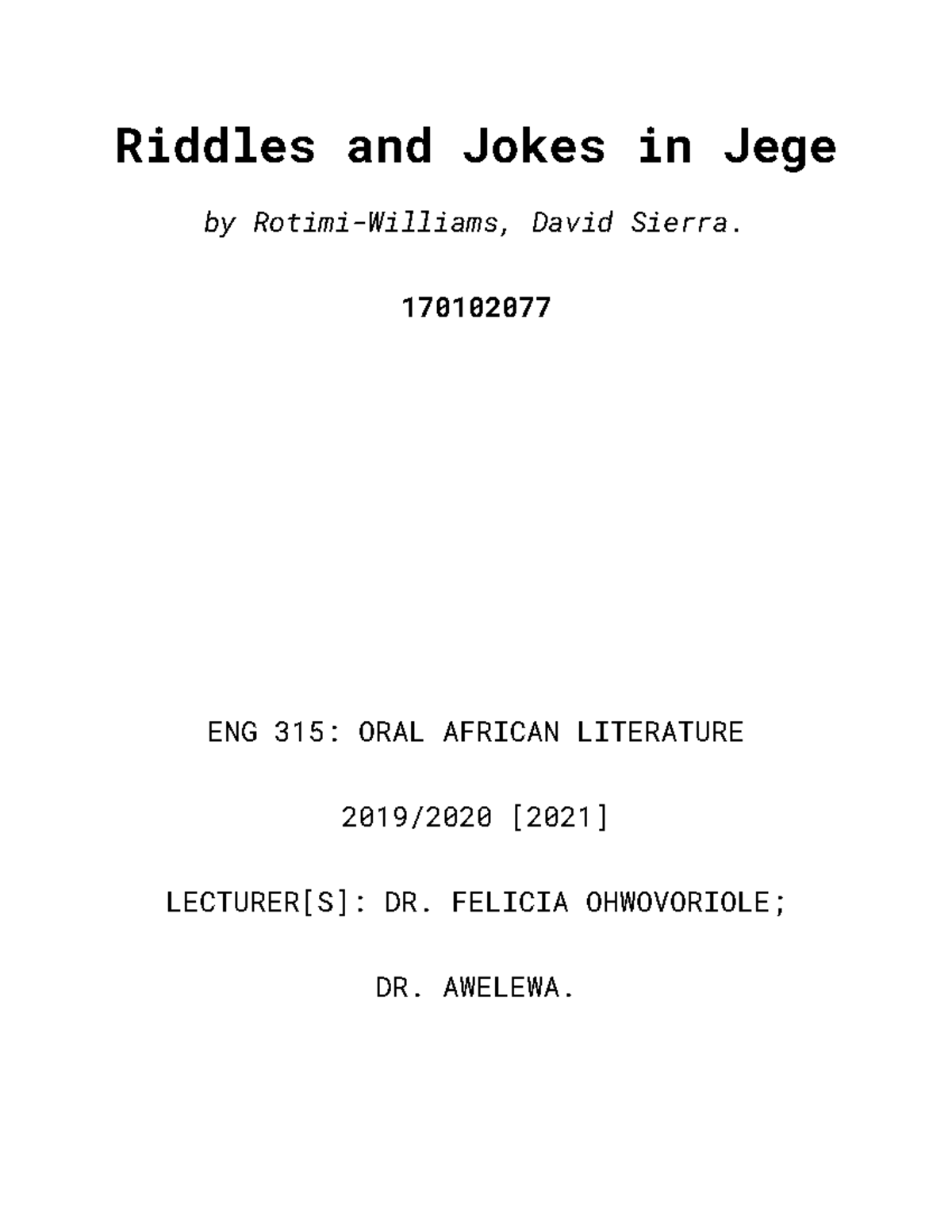 African Jokes And Riddles With Answers