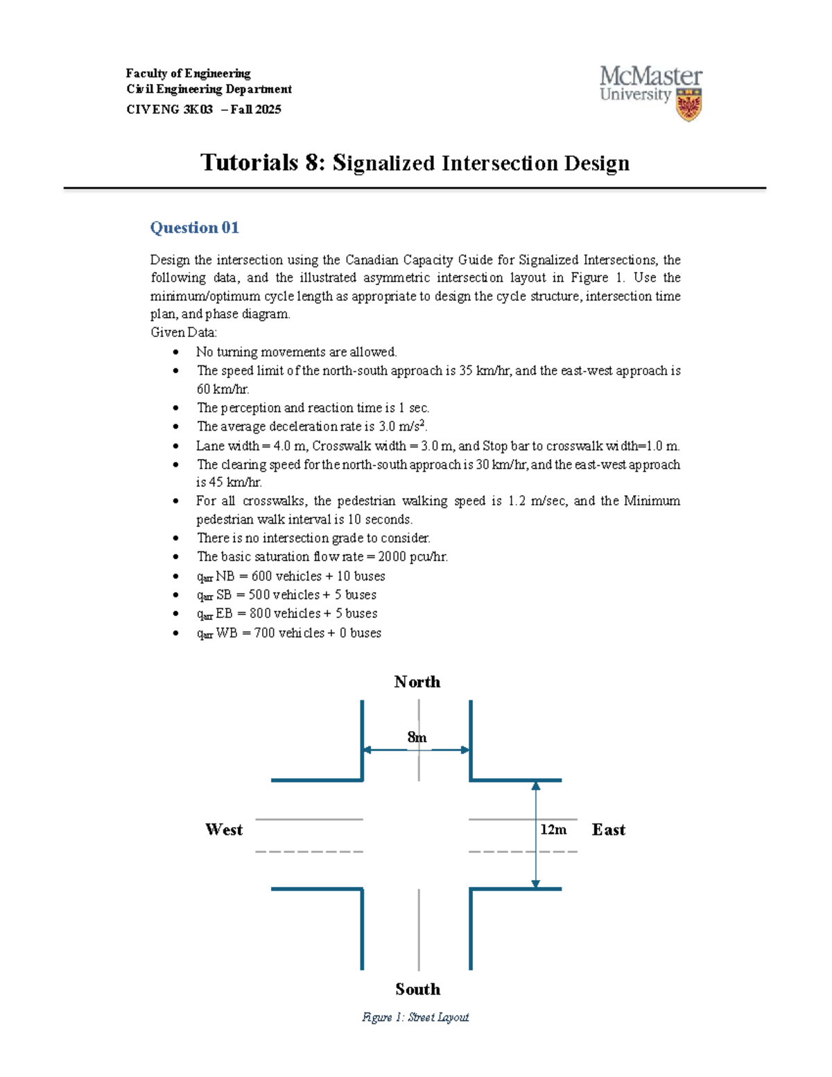 CIV ENG 3K03 Fall 2025 Tutorial 8: Signalized Intersection Design - Studocu