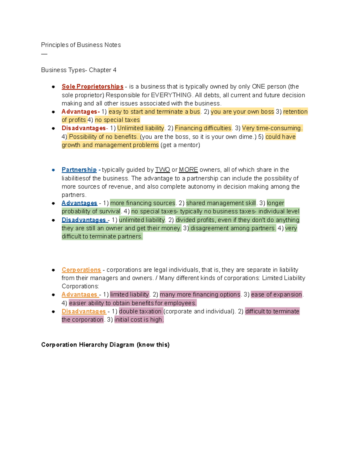 Principles of Business Notes - Key Concepts from Chapters 4 & 5 - Studocu