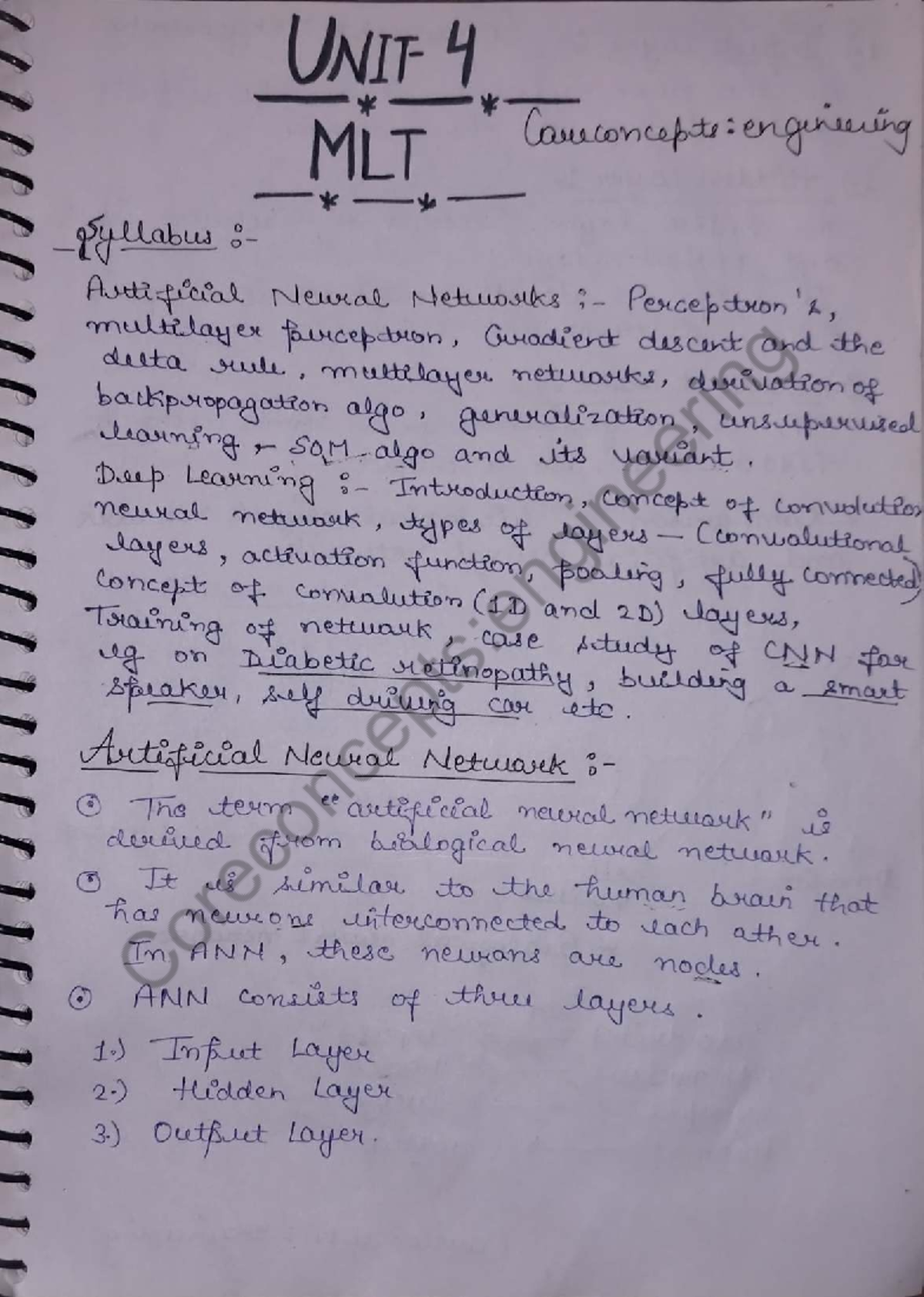 Unit 4 MLT Notes: Neural Networks and Backpropagation Techniques - Studocu
