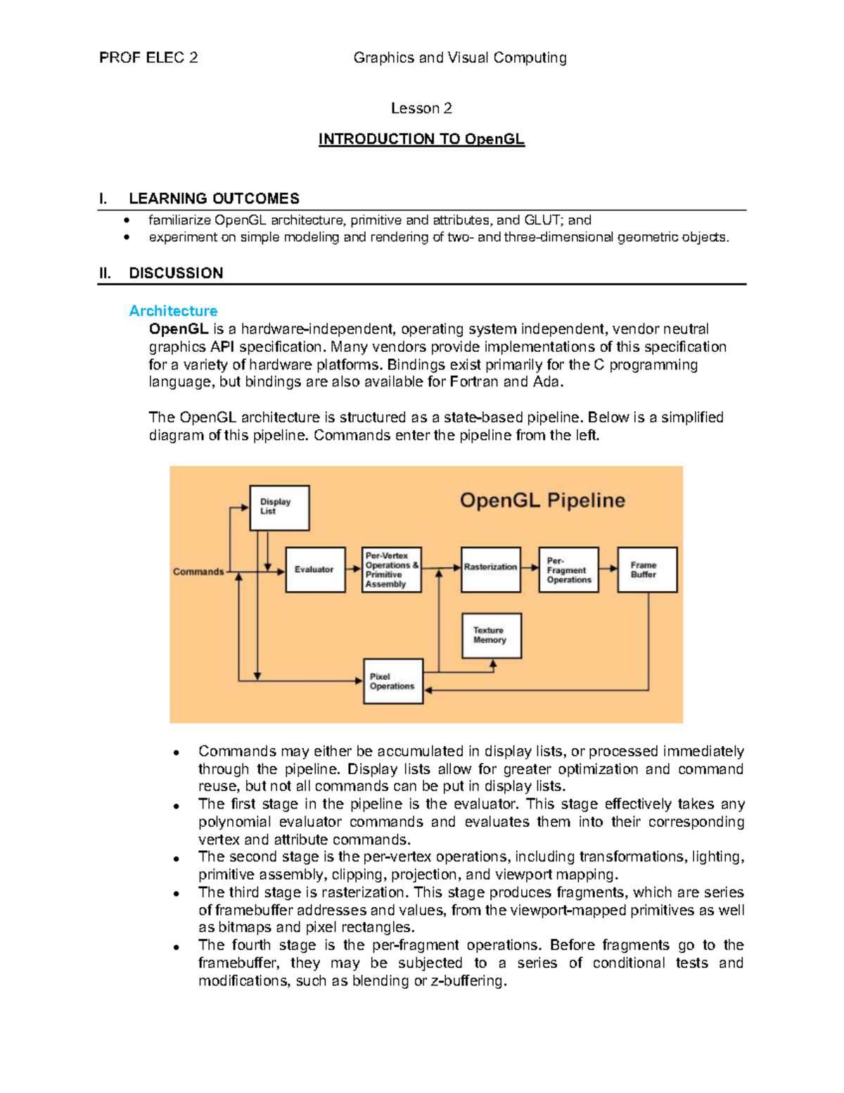 Prof Elec 2 Graphics and Visual Computing Lesson 2 - Introduction to ...