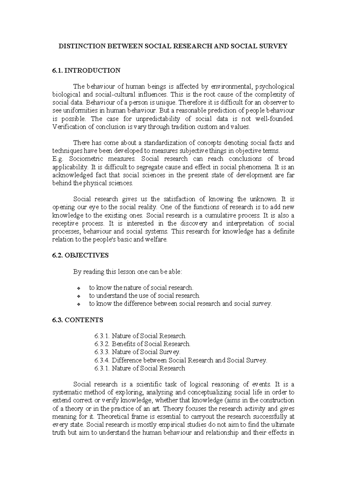 Distinction Between Social Research AND Social SUR - DISTINCTION ...