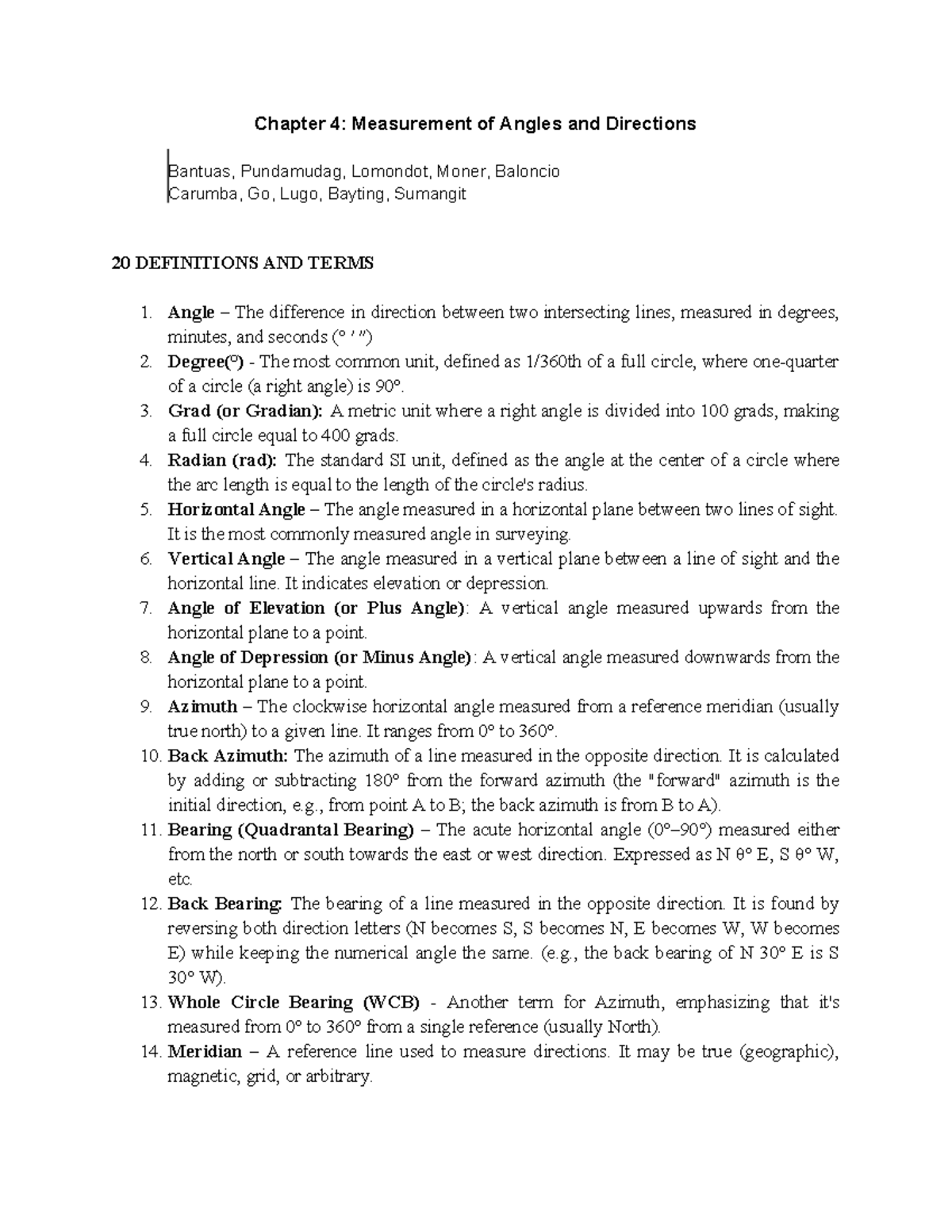 Chapter 4: Measurement of Angles and Directions (Surveying) - Studocu