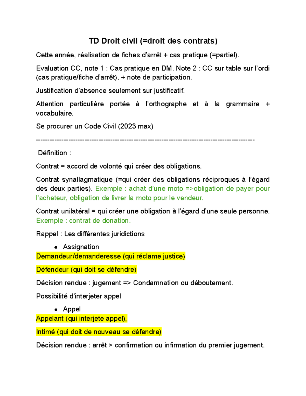 TD Droit civil des contrats : Fiches de cas pratiques et mthodologie -  Studocu