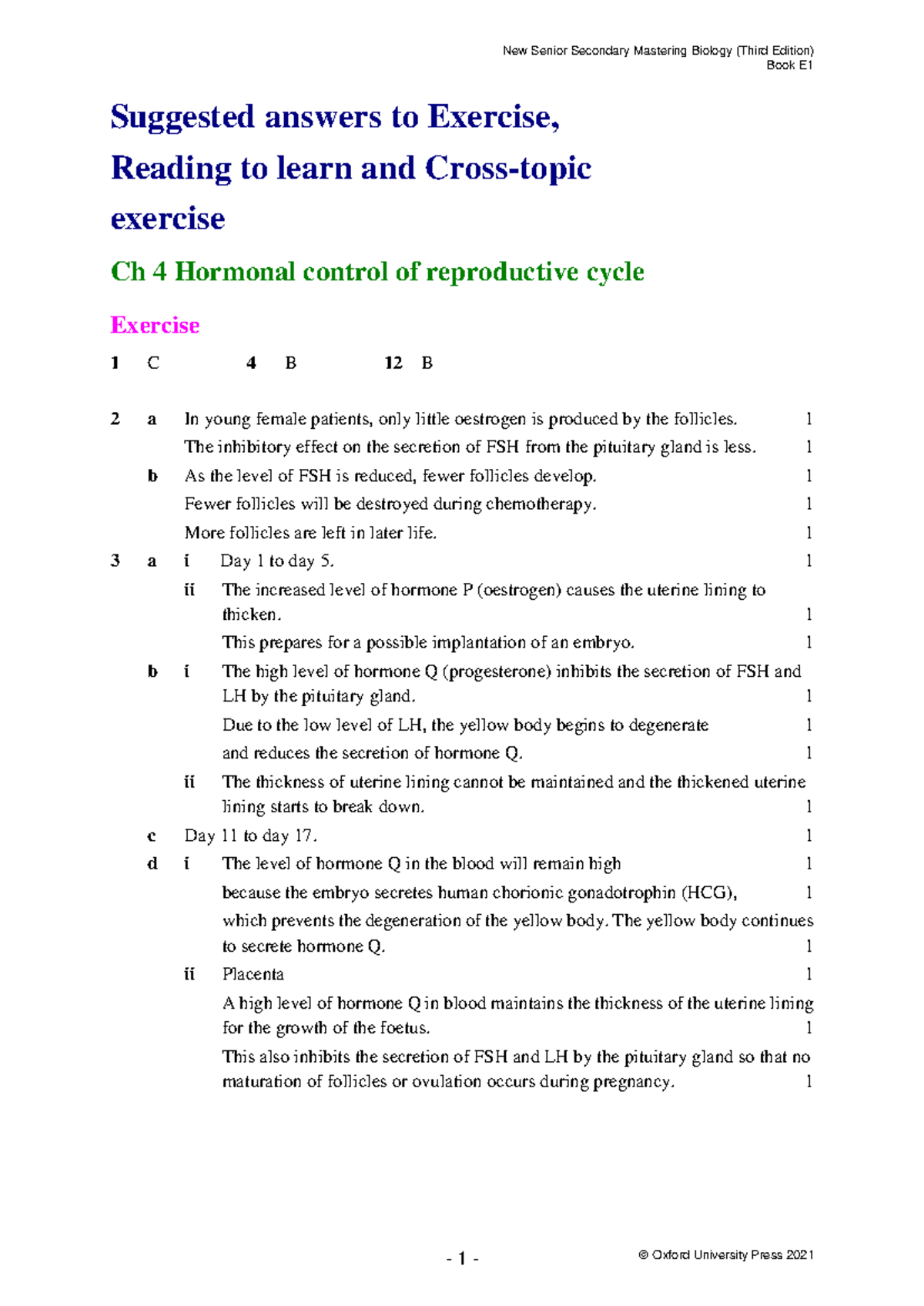 E1 Ch 04 Hormonal Control - HKDSE Textbook Exercise Answers - Studocu