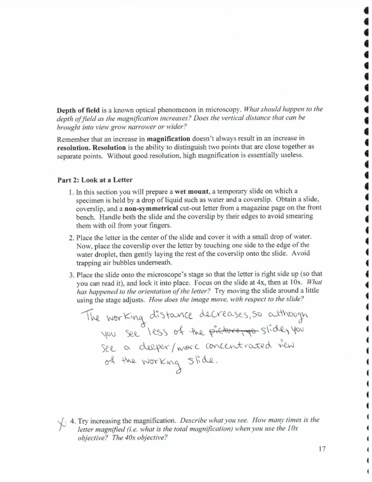 Lab 2 - Lab 2 - Depth of field is a known optical phenomenon in ...