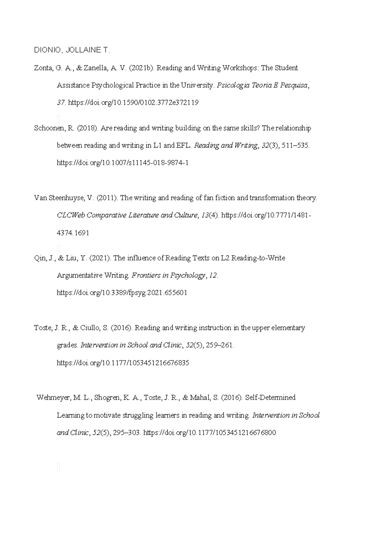 References Cited for Reading and Writing Research (ENG 101) - Studocu