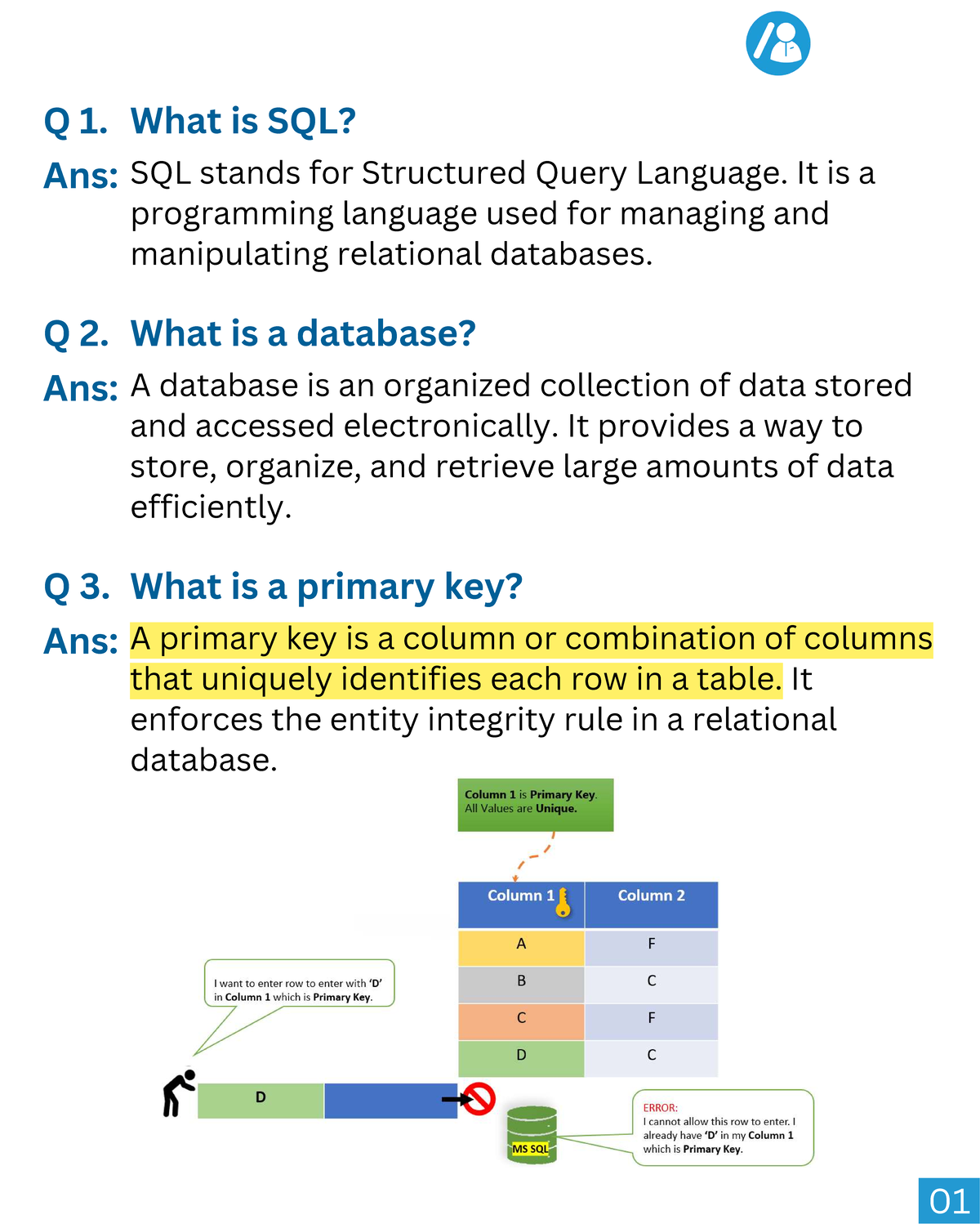SQL Definitions and Key Concepts - Course Code: SQL101 - Studocu