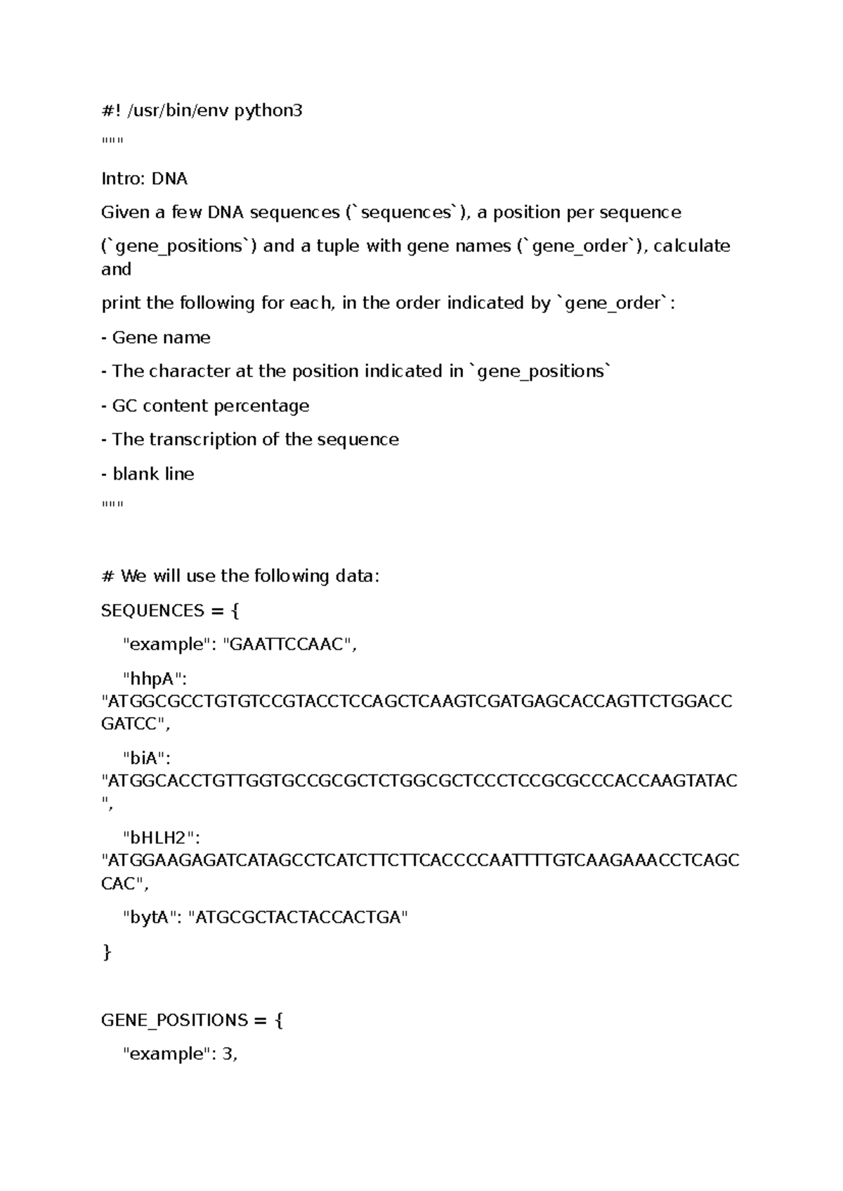 DNA Analysis & GC Content Computation - SAT Code - Studeersnel