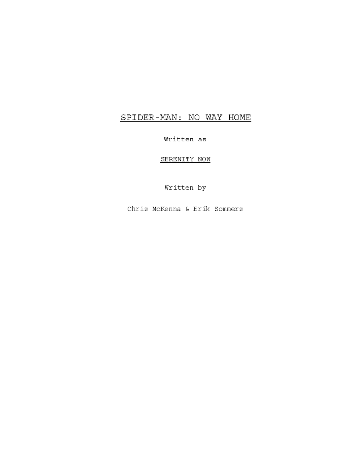 Spider-Man NWH - Revised Final Cut Script Analysis & Notes - Studocu