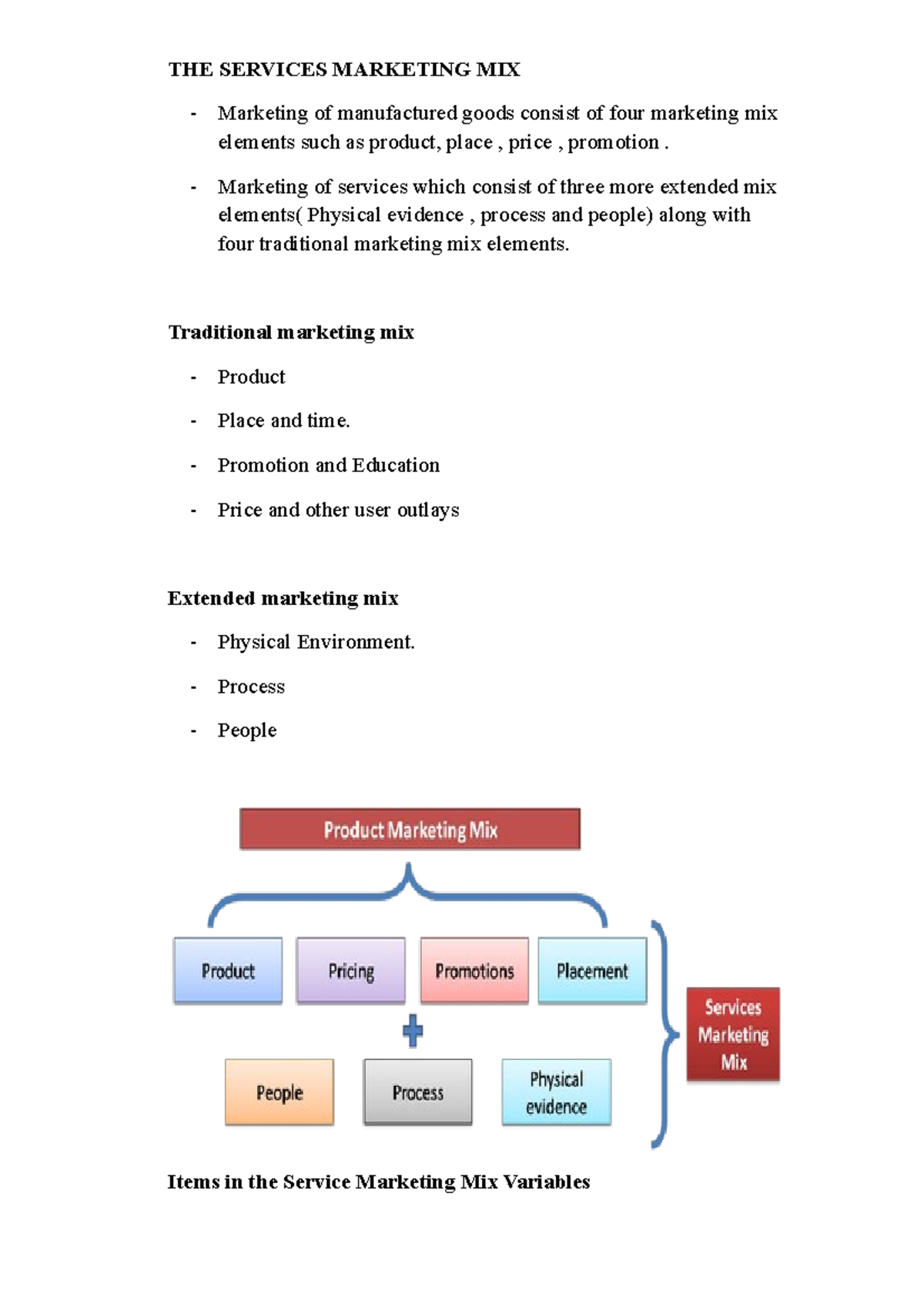 Extended Marketing Mix