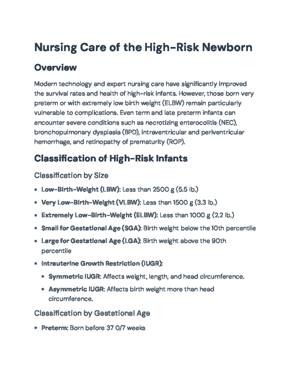 Nursing Care Strategies for High-Risk Newborns: Complications ...