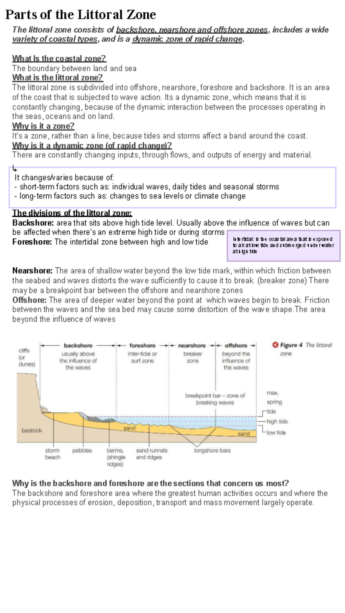 Littoral Zone Overview: Coastal Dynamics and Classifications - Studocu