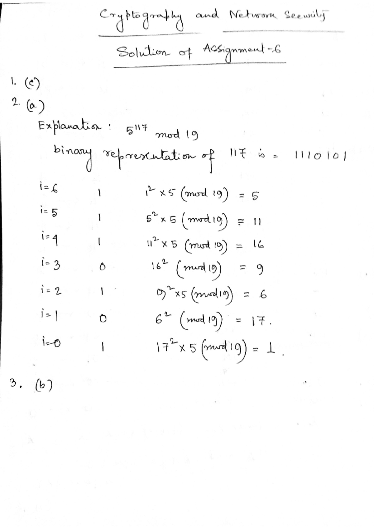 Cryptography and Network Security Assignment 1 Solutions (CNS 101 ...