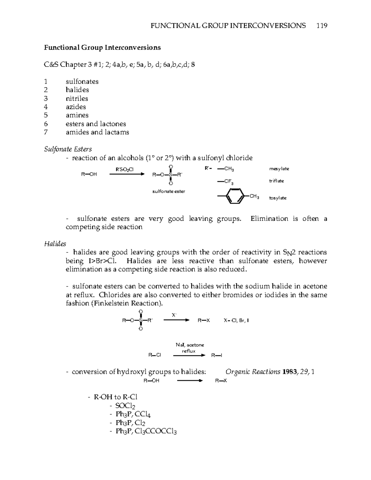 FGI- Functional Group Interconversion Study Notes on Reactions and ...