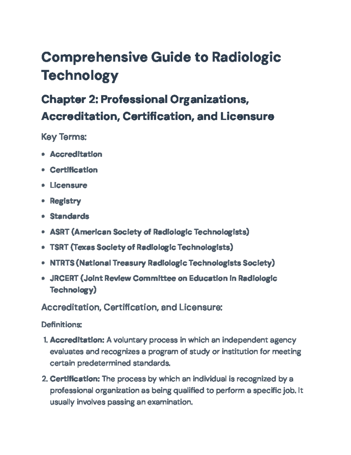 Comprehensive Guide to Radiologic Technology: Prof. Orgs & Medical Law ...