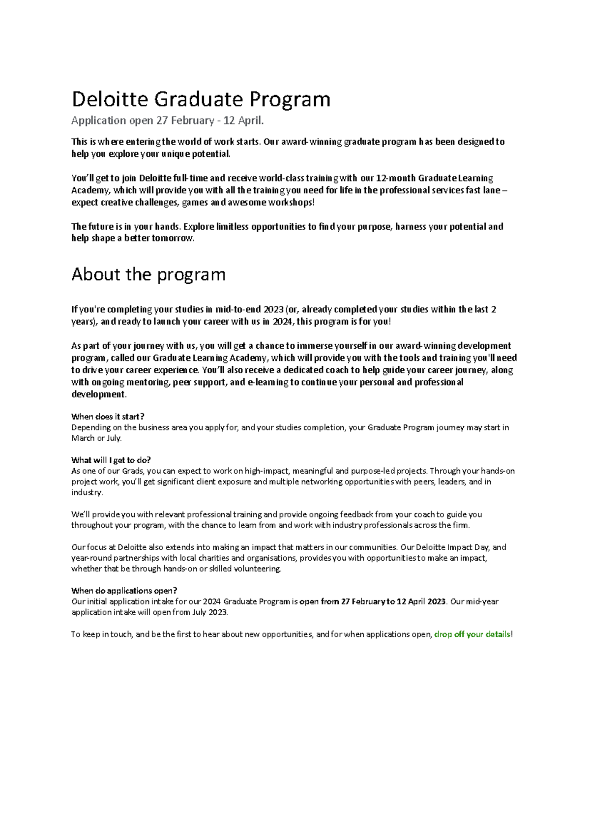 Deloitte Graduate Program Application: Resumes & Cover Letters 2023 ...