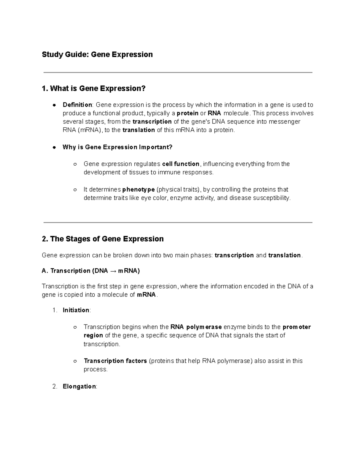 Gene Expression Study Guide: Key Concepts and Processes - Studocu
