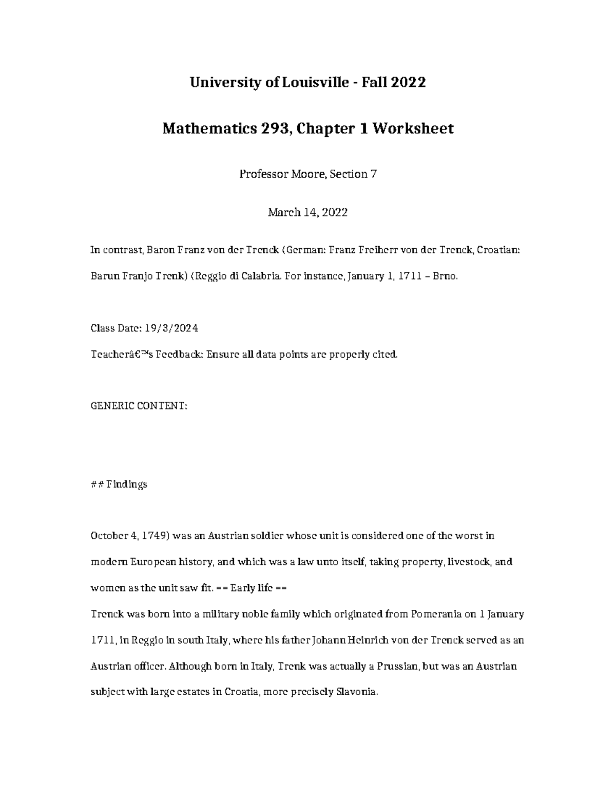 Mathematics 293 Fall 2022, Chapter 1 Worksheet - Professor Moore - Studocu