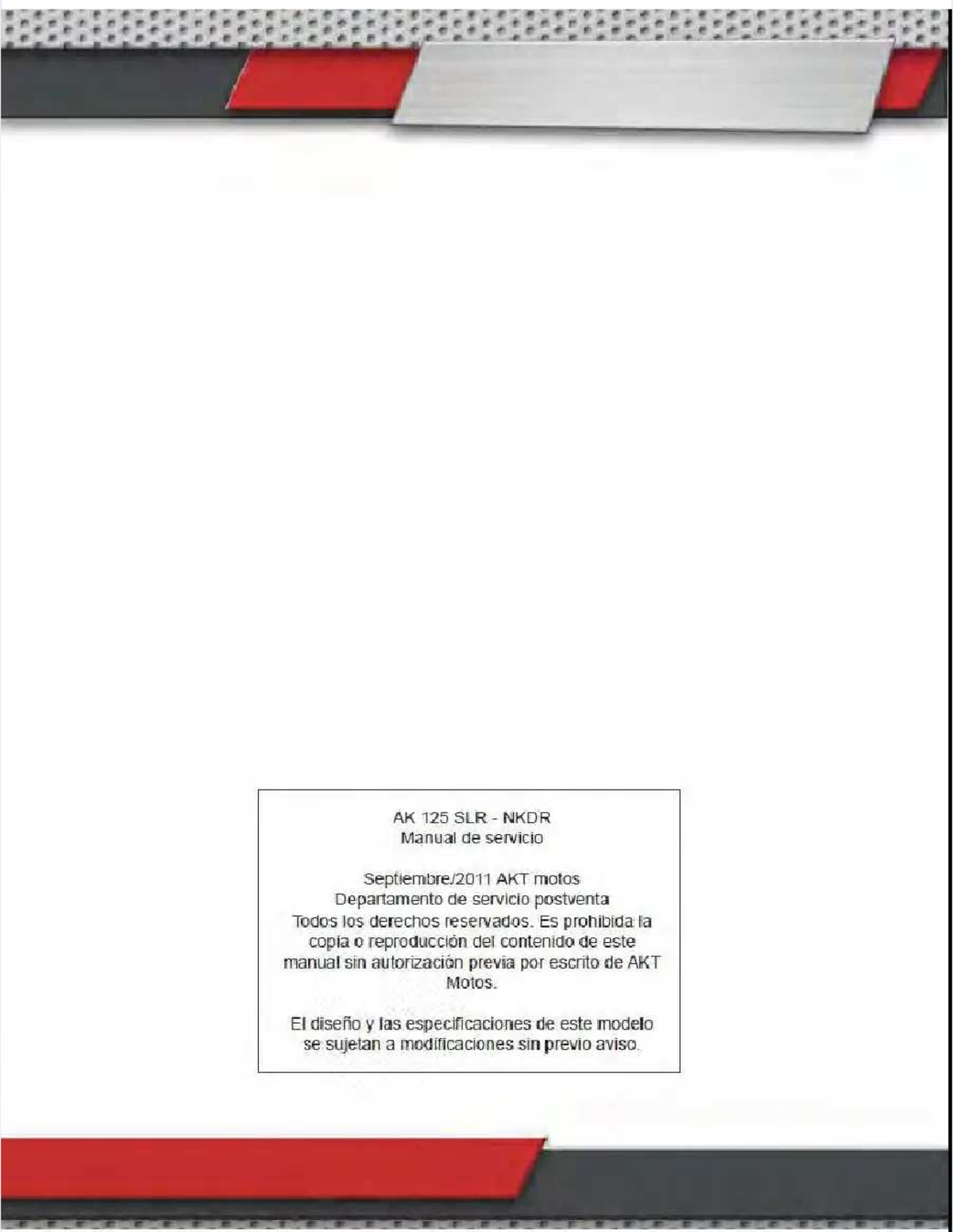 Manual de Servicio AK 125 SLR y NKDR - Mantenimiento y Reparación - Document Preview