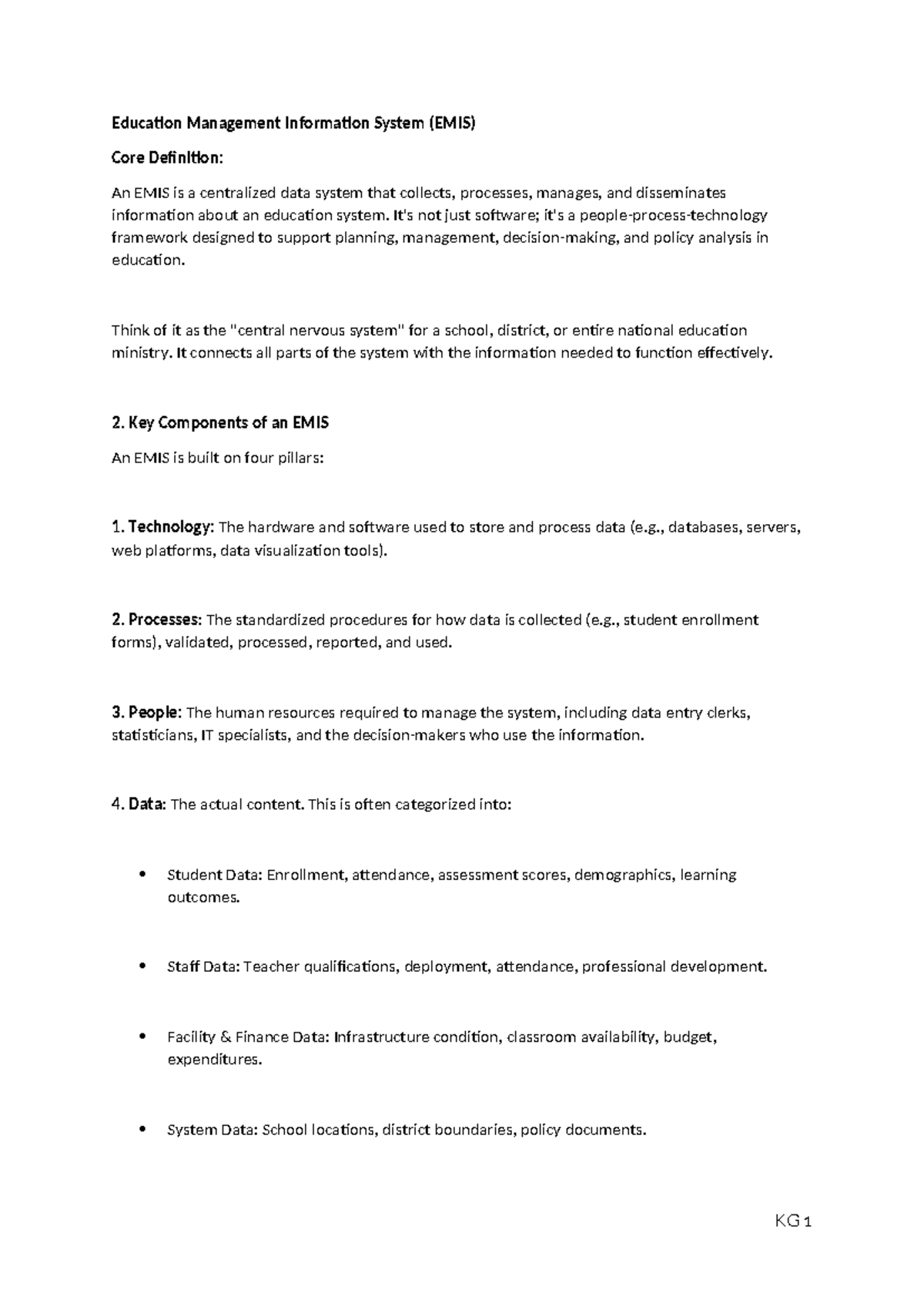 Lesson 1: Intro to EMIS - Key Concepts and Benefits (EDU 101) - Studocu