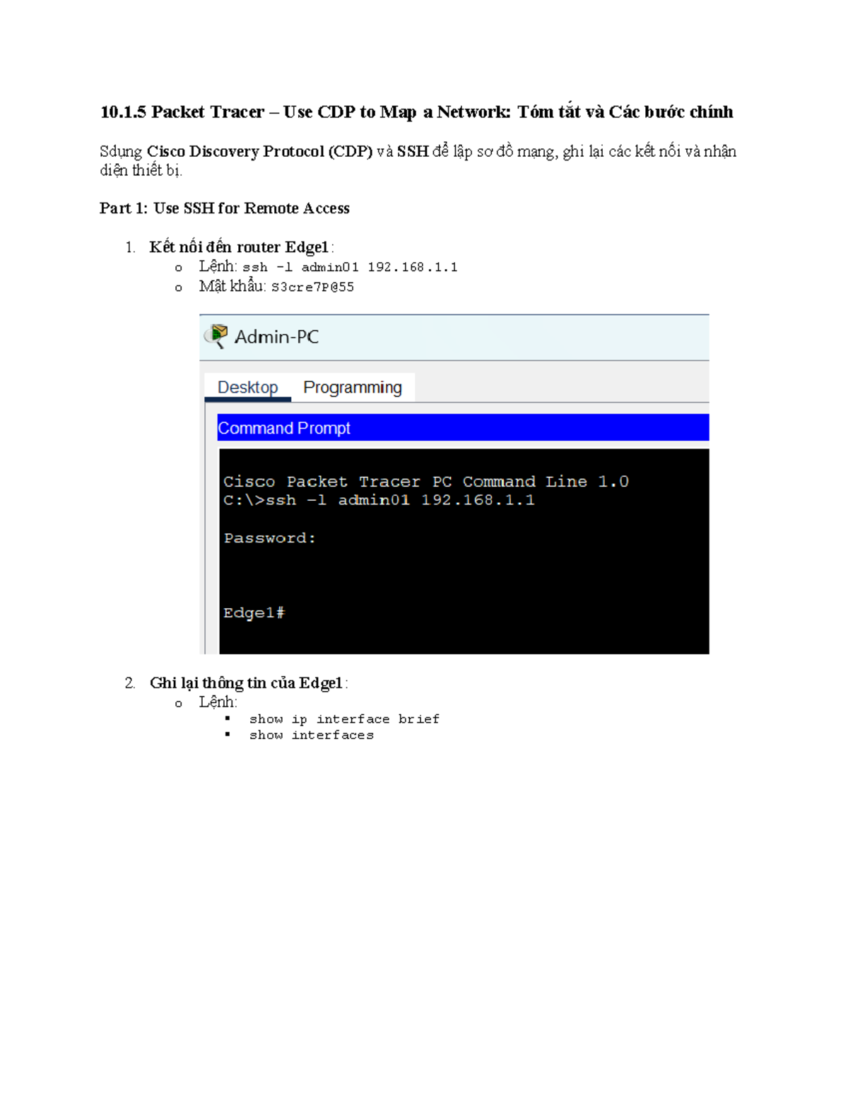 10.1.5 Packet Tracer: CDP Network Mapping Guide and Steps - Studocu