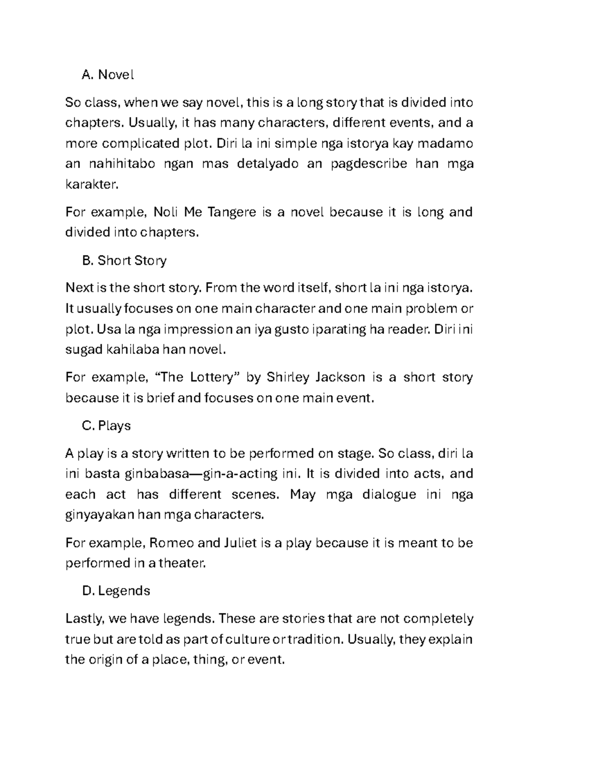 Literary Genres Overview: Novels, Short Stories, Plays, and More - Studocu