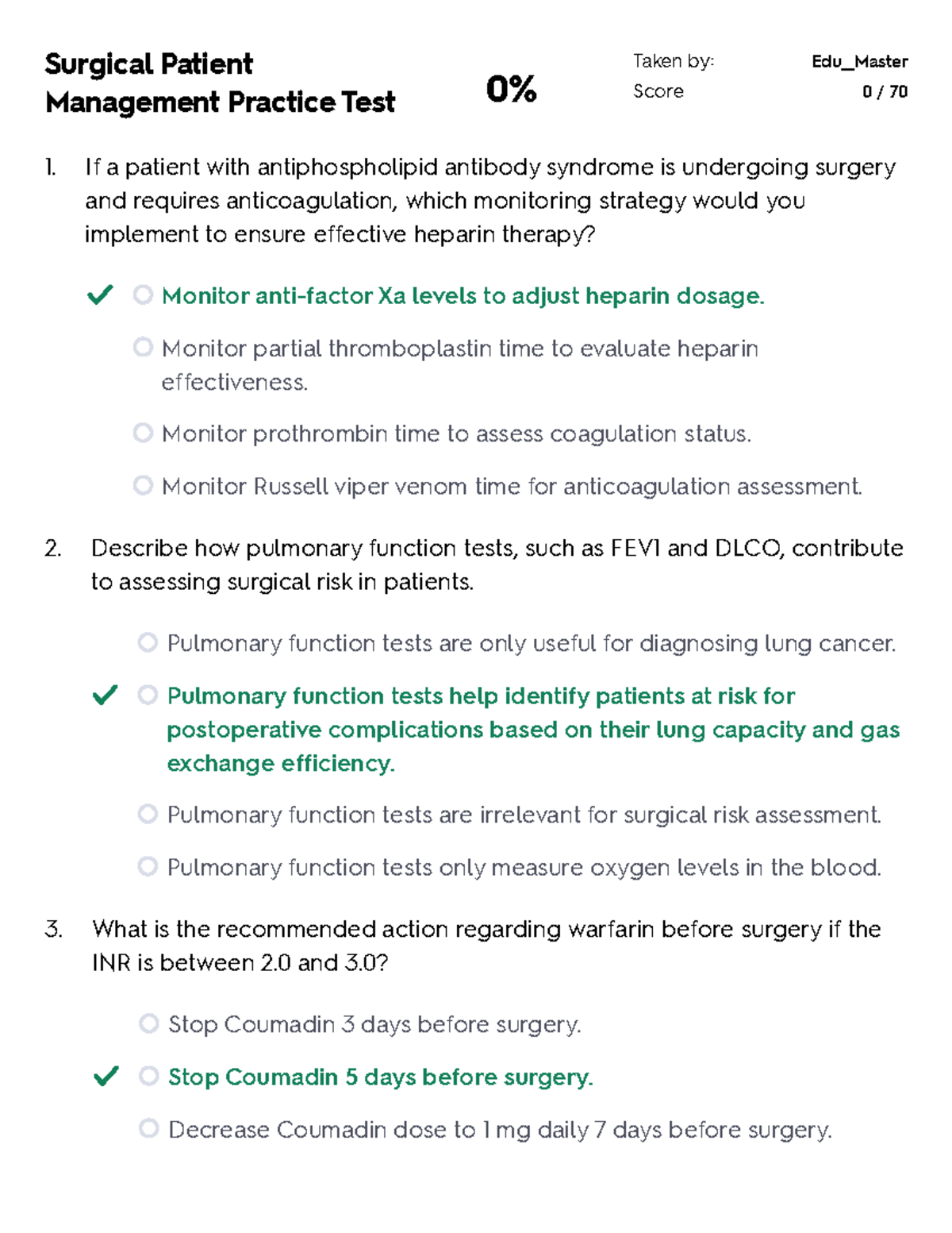 Surgical Patient Management Practice Test 1 - Key Concepts and ...