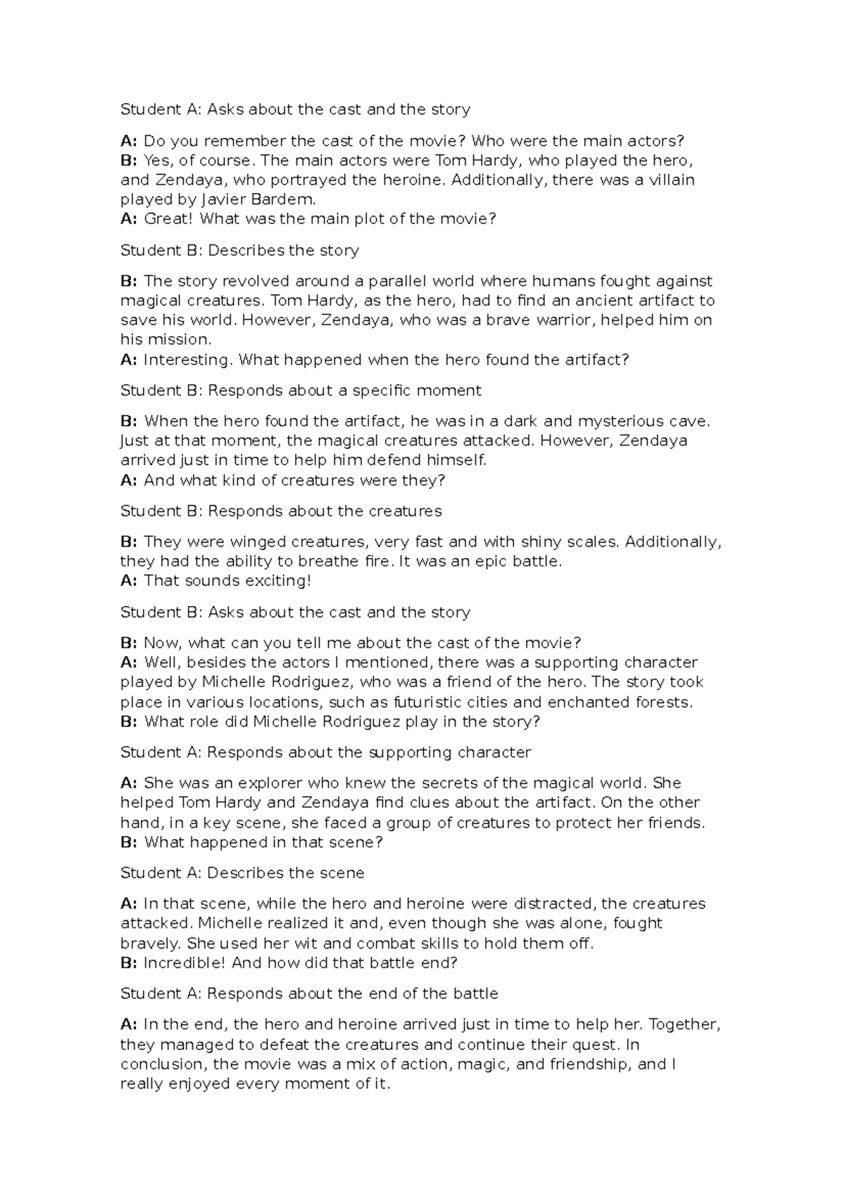 Busquejo TA1 Ingles IV - PA INGLÉS: Análisis de Reparto y Trama - Studocu