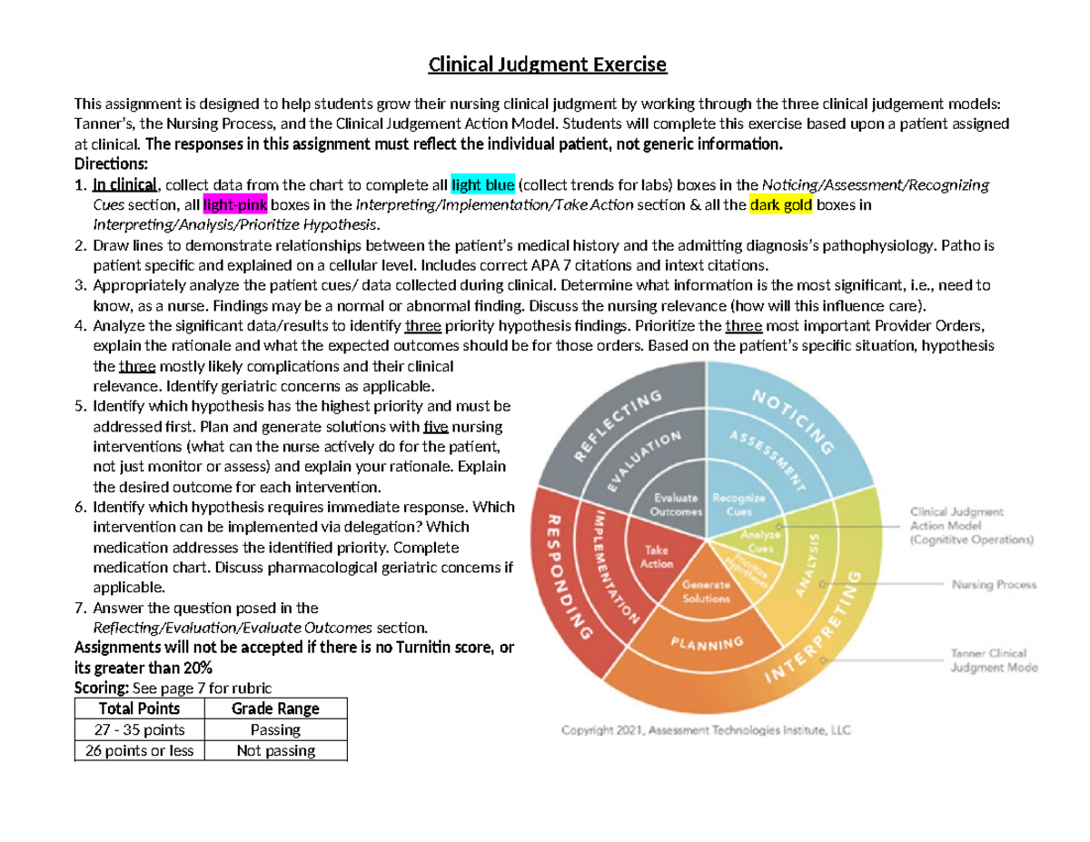 NURS 302 Clinical Judgment Exercise: Analyzing Patient Cues and Care ...