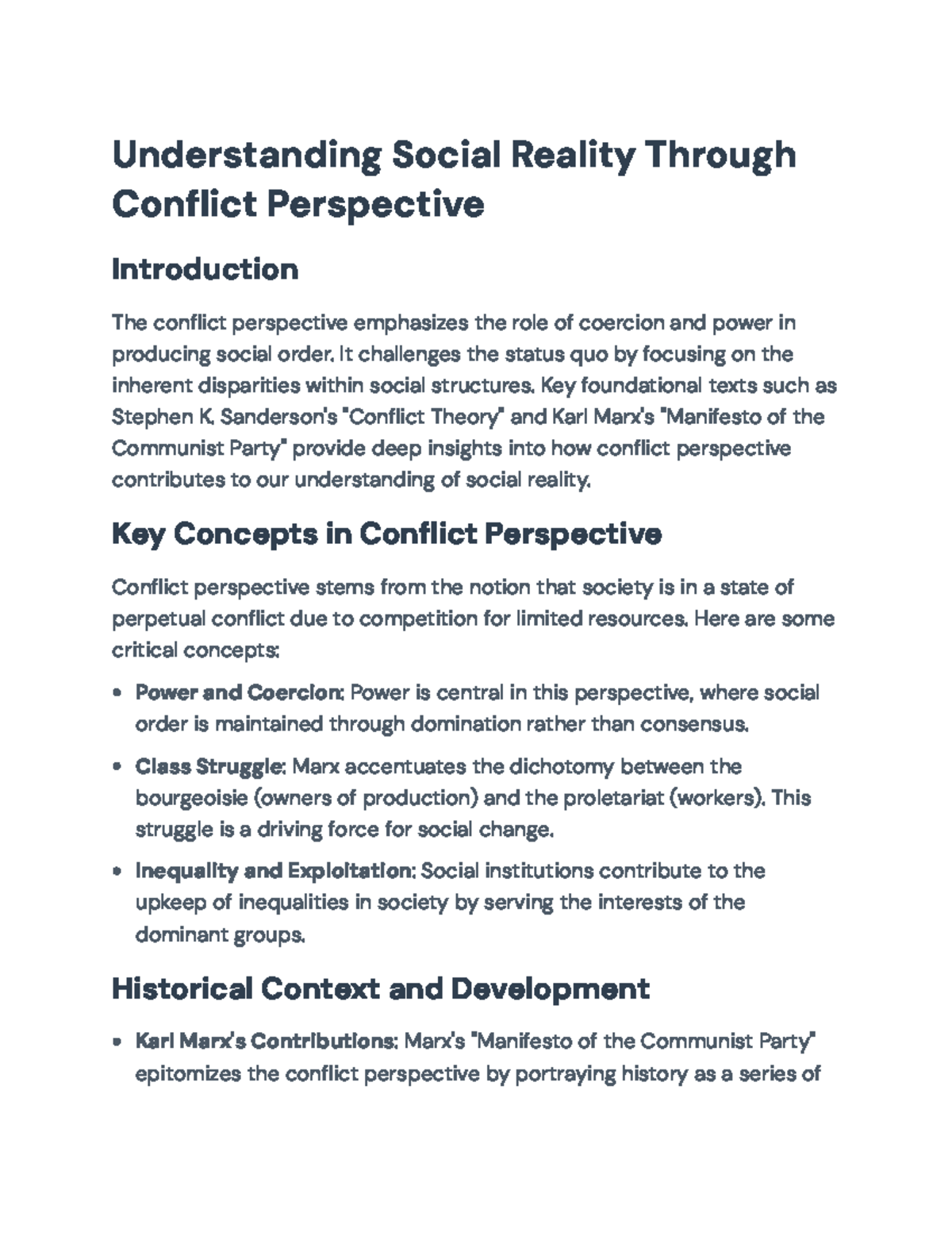 Conflict Perspective Analysis: Understanding Social Reality and ...