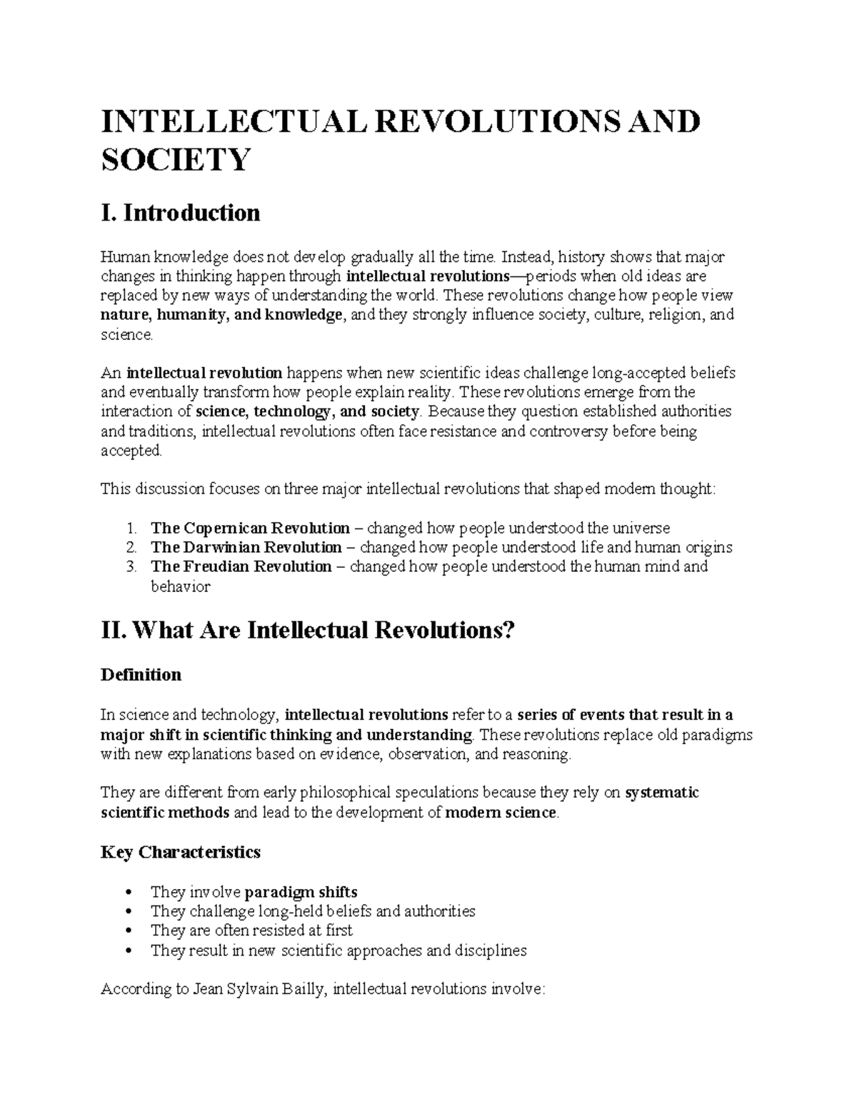 INTELLECTUAL REVOLUTIONS AND SOCIETY: Key Notes and Insights - Studocu