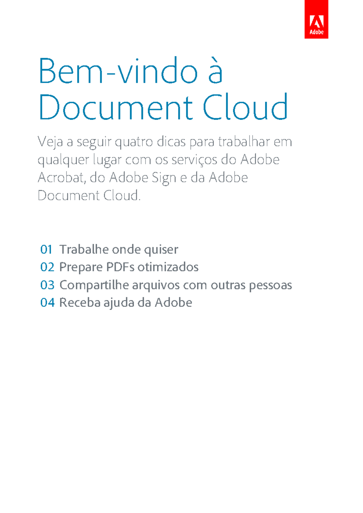 Bem-vindo à Document Cloud: Dicas para Usar o Adobe Acrobat - Studocu