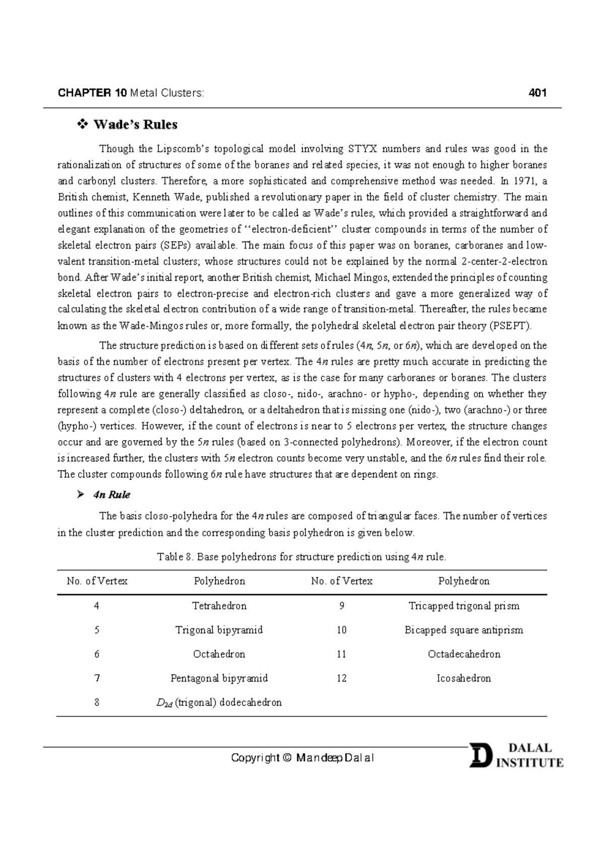 Wade's Rules and Structure Prediction for Metal Clusters: Chapter 10 ...