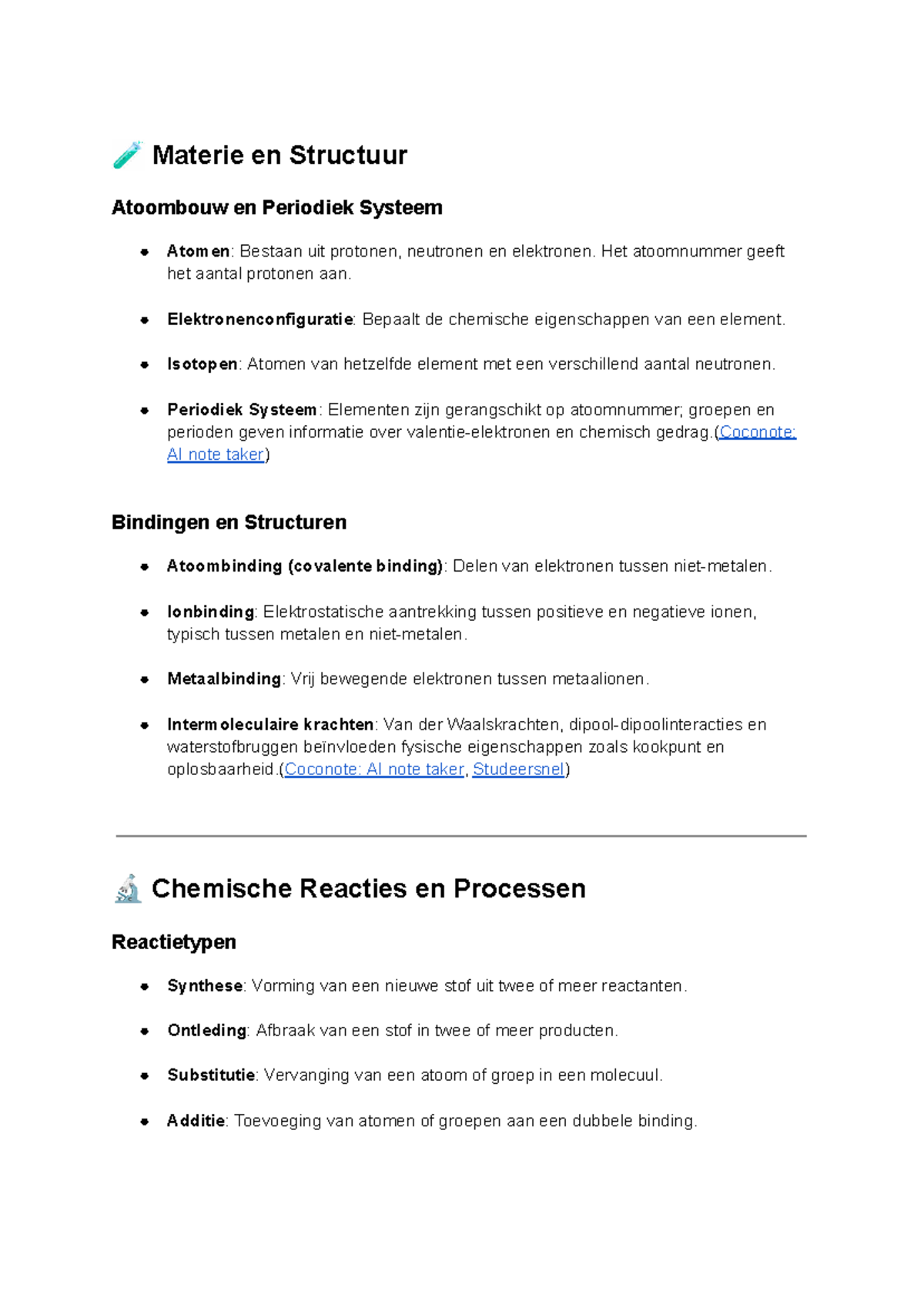 Scheikunde Syllabus: Atoombouw, Chemische Reacties en Duurzaamheid ...