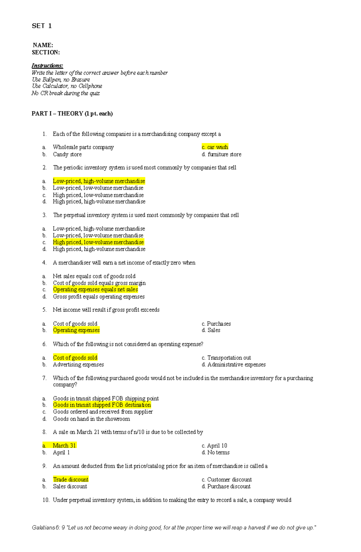 FAR SET1 - Lecture notes 1-2 - NAME: SECTION: Instructions: Write the ...
