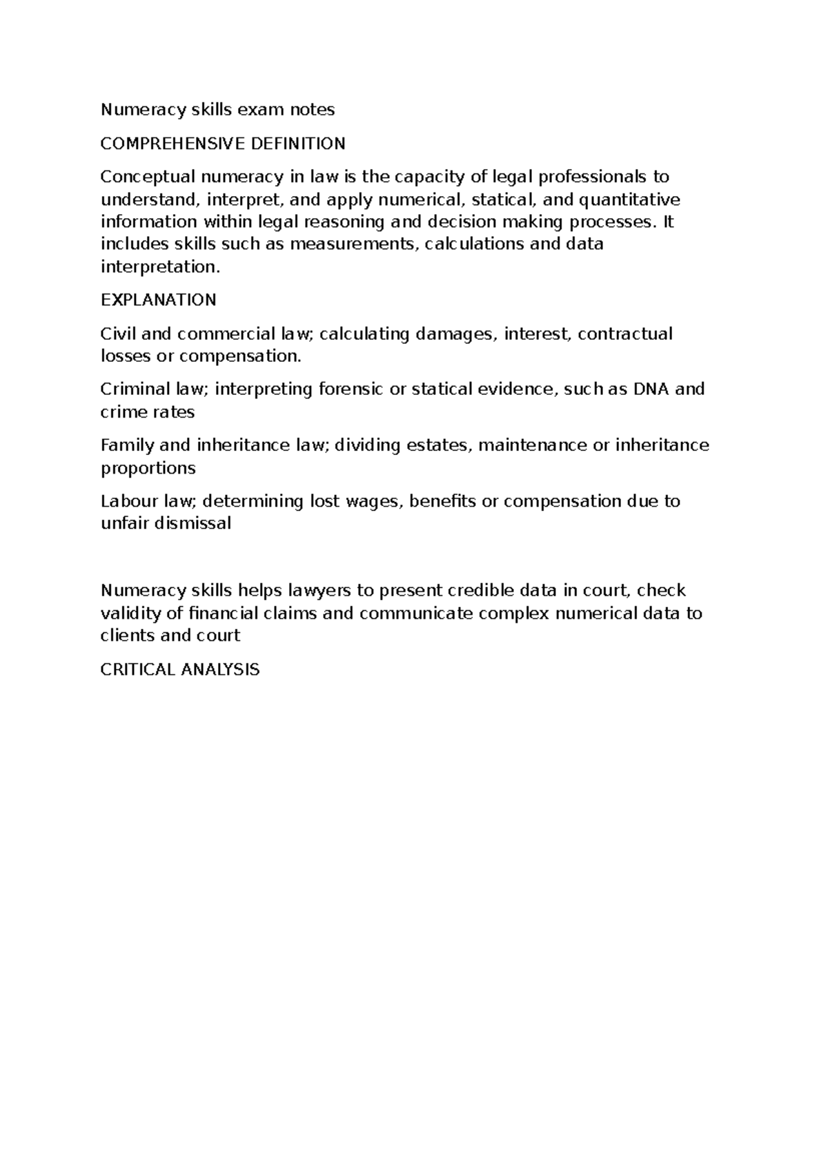 Numeracy Skills Exam Notes: Understanding Conceptual Numeracy in Law ...