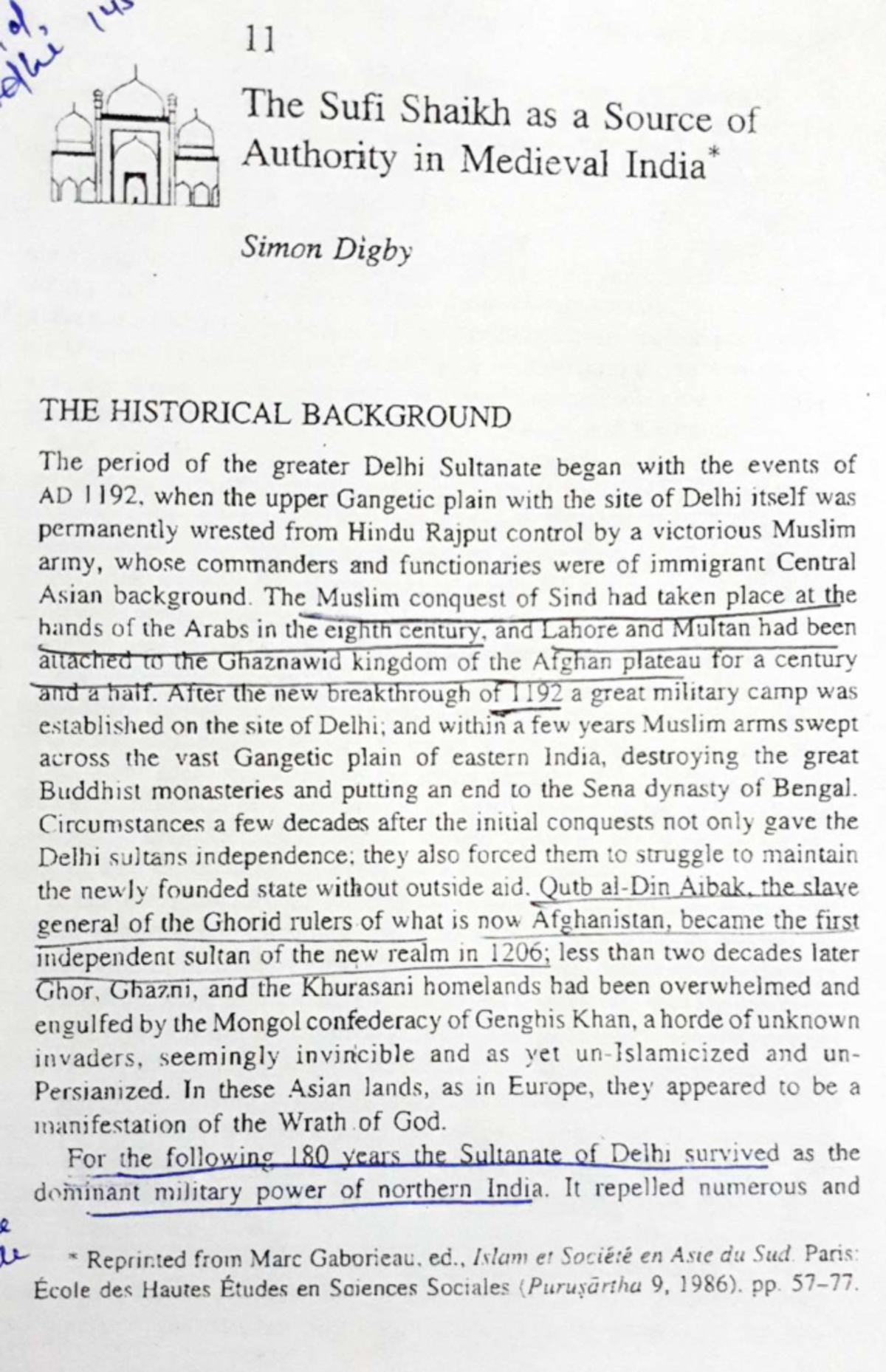The Sufi Shaikh as a Source of Authority in Medieval India (HIST 101 ...