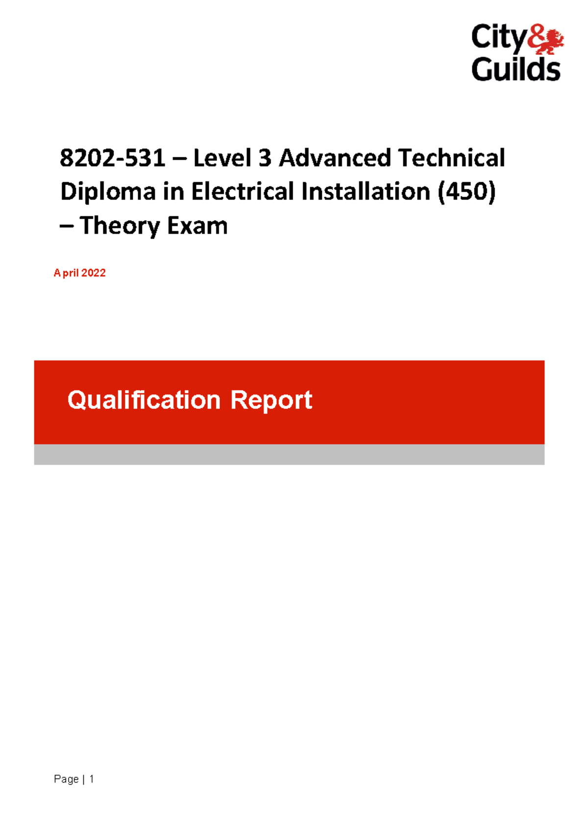 Level 3 Electrical Installation (450) Theory Exam Report - April 2022 ...