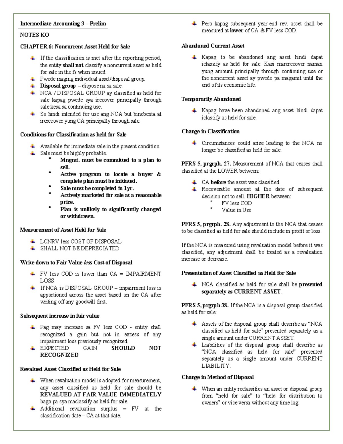 Notes Int. Accounting - Intermediate Accounting 3 – Prelim NOTES KO ...