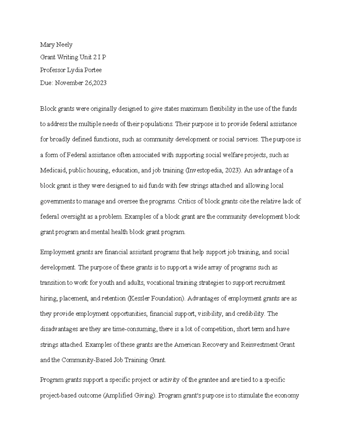 Grant Writing Unit 2 Individual Project Overview and Analysis - Studocu