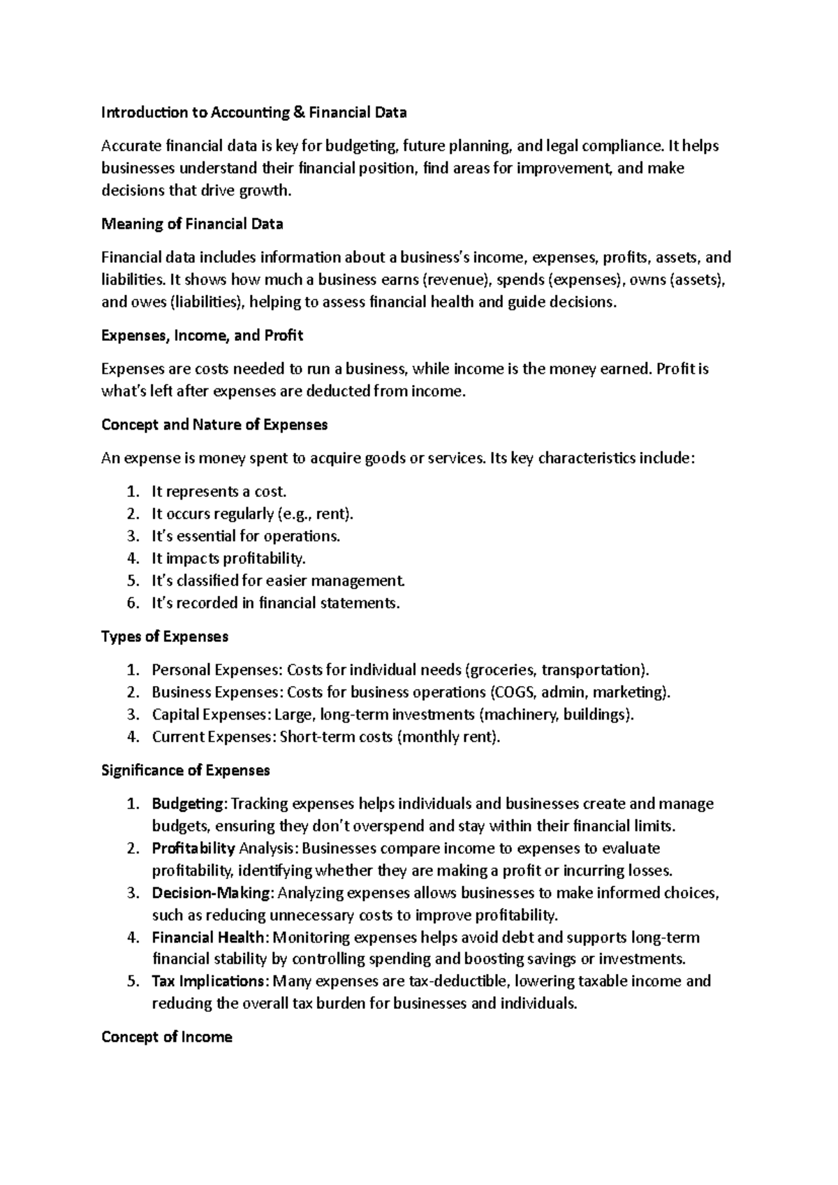 ACC101: Introduction to Financial Data and Accounting Principles - Studocu