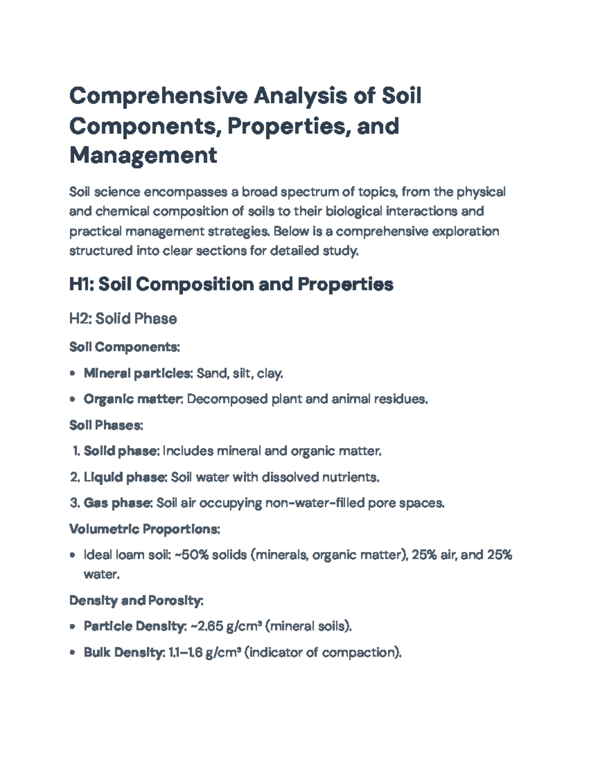 Comprehensive Overview of Soil: Components, Properties, and Management ...