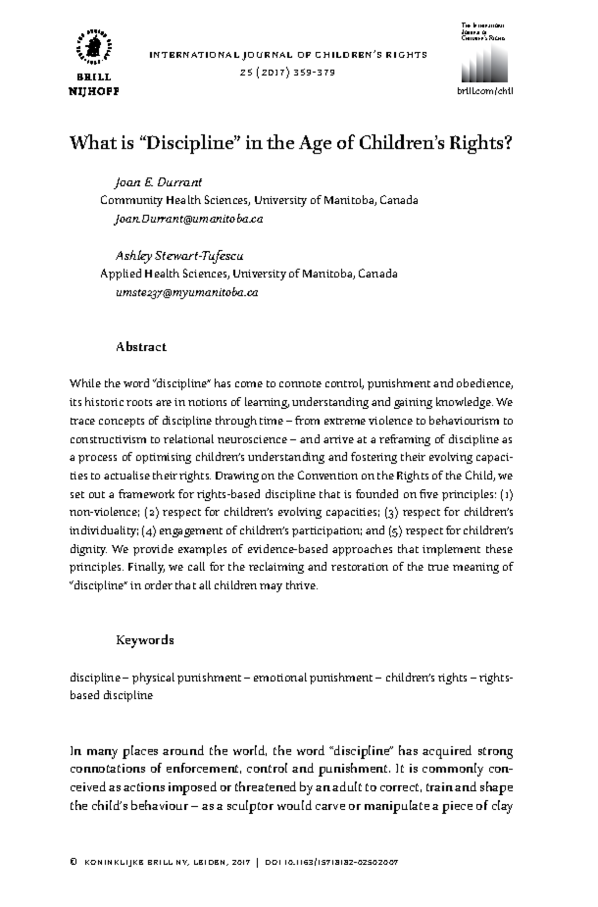 Rights-Based Discipline: Reclaiming Its True Meaning for Children in ...